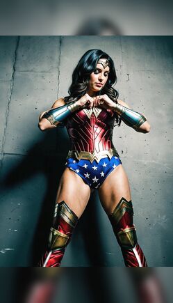 Superheroine in Armor Posing in Cinematic Indoor Scene