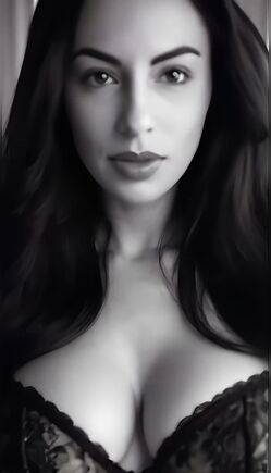 Black Hair Babe In Black Lace Corset Poses Indoors