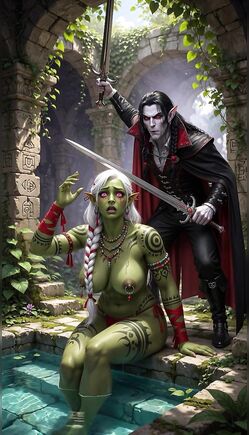 Orc Elf In Bikini With Vampire Ruins