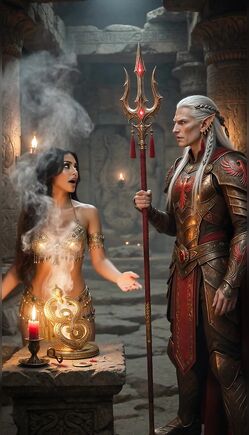 White Haired Elf Performs Magic Ritual With Seductive Woman