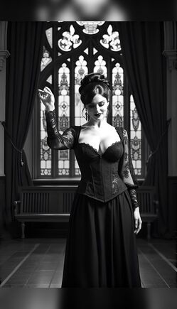 Gothic Vampire Beauty In Vintage Corset Dress