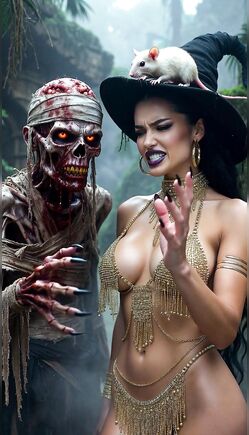 Sexy Witch Commands Fiery Undead Warrior