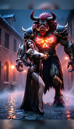 Dark Fantasy Demon Guardian with Seductive Gothic Queen