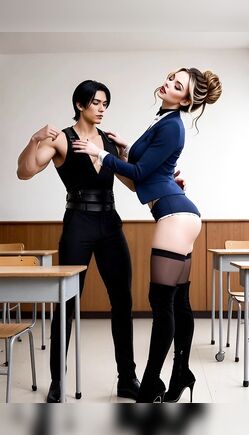 Classroom Seduction with Dominant Teacher and Muscular Student