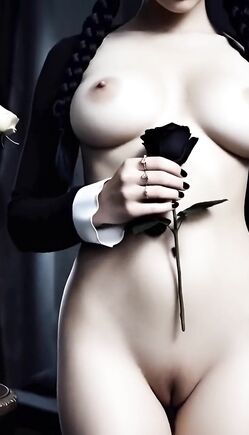 Gothic Wednesday Addams Inspired Seductive Black Rose Tease