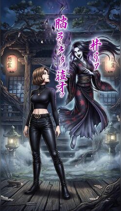 Brunette In Leather Faces Ghost Spirit At Night