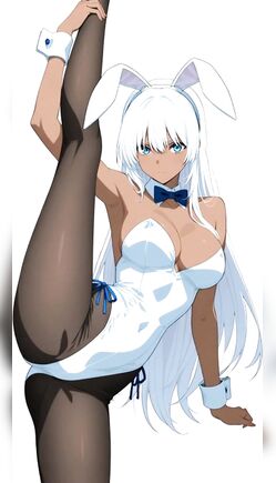 Flexible Anime Bunny Girl Strikes High Kicks In Studio