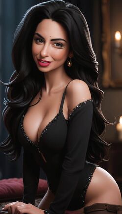 Anime Bombshell Smiles In Black Off Shoulder Top