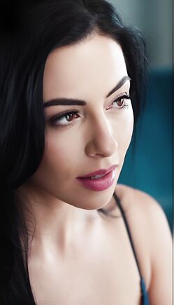 Seductive Brunette Close-up Face Posing