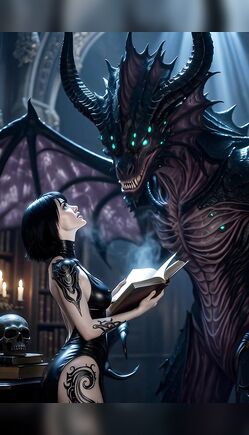 Dark Fantasy Ritual with Demon and Mysterious Sorceress