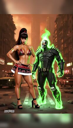 Futuristic Street Duo with Glowing Supernatural Warrior Presence