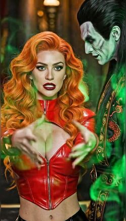 Redhead Sorceress Meets Vampire Lord In Gothic Throne