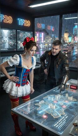 Snow White Cosplay Meets Futuristic Sci-Fi Command Center
