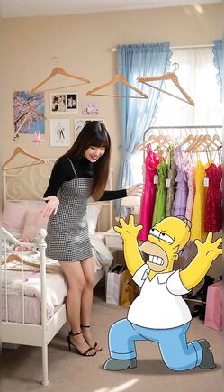 Homer Simpson Reacts to Brunette in Silver Mini Dress