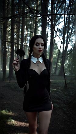 Mysterious Gothic Beauty in Dark Forest