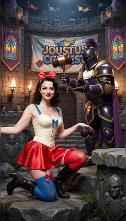 Sexy Brunette Maiden Poses at Medieval Joust Contest