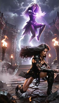 Mystical Storm Warriors Clash in Dark Temple Ruins