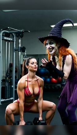 Fitness Babe Trains With Creepy Witch In Gym