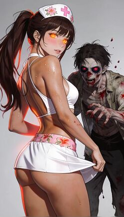 Dark Nurse Anime Tease with Zombie Horror Twist