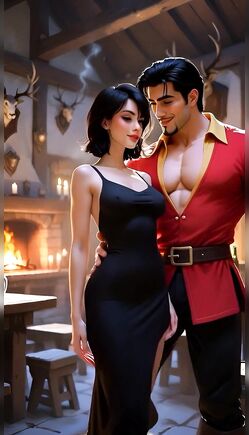 Muscular Villain Seduces Brunette Beauty in Candlelit Tavern
