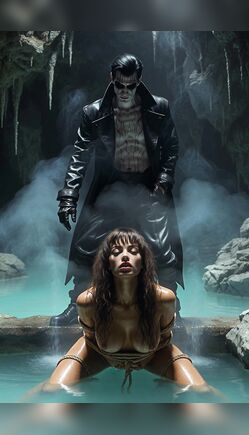 Vampire Lord Dominates Chained Brunette in Mystic Cave