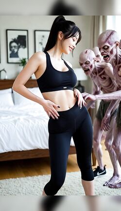 Fit Survivor Poses Unaware as Zombies Invade Bedroom Space
