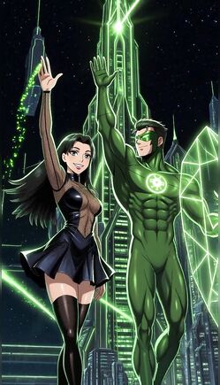 Green Lantern Duo Unleash Power in Neon Futuristic City