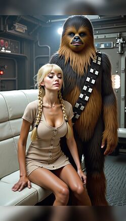 Blonde Traveler Encounters Giant Space Creature Inside Starship Cabin
