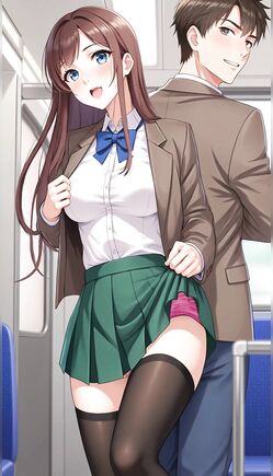 Cheerful Anime Schoolgirl Rides Busy City Train With Classmate