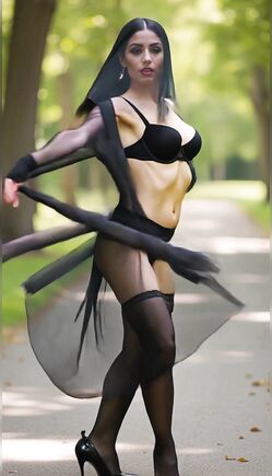 Seductive Forest Walk in Sheer Black Lingerie