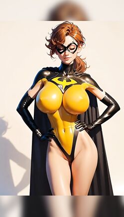 Curvy Batgirl Inspired Heroine Poses in Glossy Latex Suit