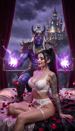 Tattooed Beauty Summons Dark Demon In Fantasy Bedroom Ritual