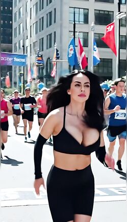 Brunette Runner Turns Heads During Downtown Marathon Event