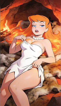 Fiery Redhead's Seductive Toga Tease in Lava Cave