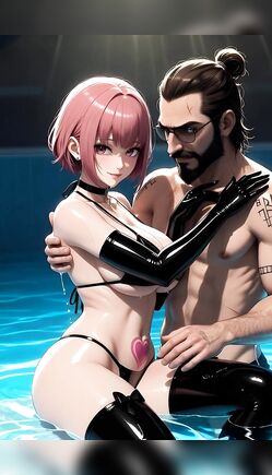 Passionate Pink-Haired Anime Girl Kissing Lover