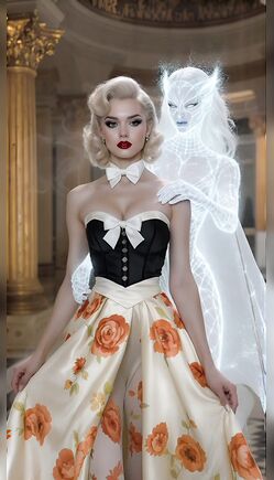 Elegant Blonde Haunted by a Mystical Spirit in Grand Palace