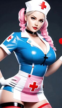 Playful Pink Haired Nurse Teases With Candy Heart Charm