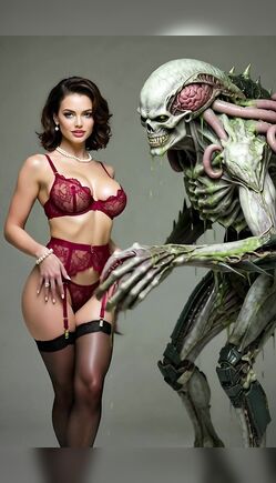 Seductive Lingerie Beauty Confronts Horrifying Tentacled Alien Monster