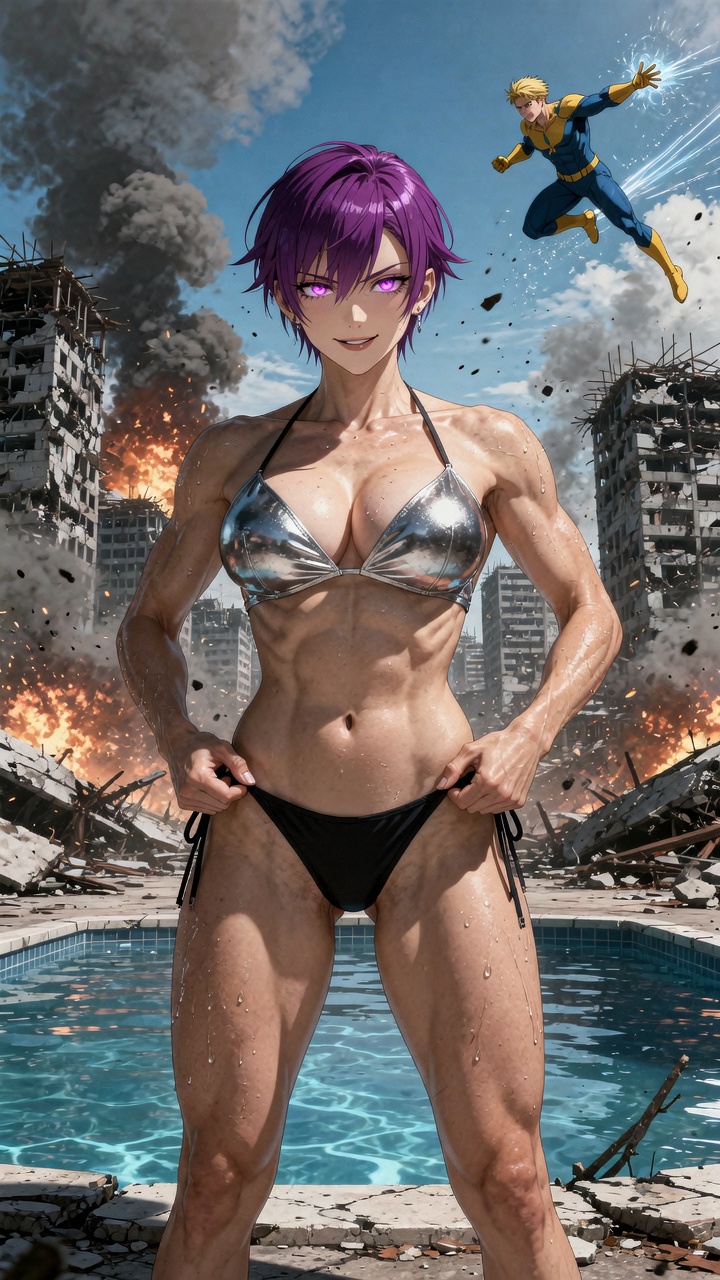 Purple-Haired Heroine in Post-Apocalyptic Pool