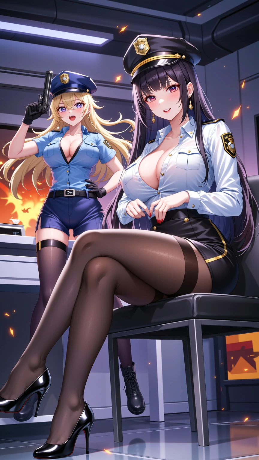 Seductive Secretary in Neon Cyberpunk