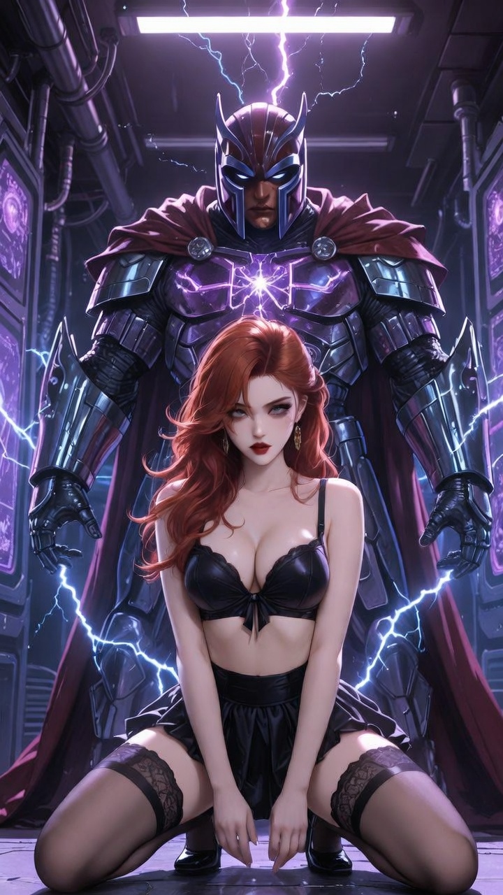 Seductive Redhead with Magneto Industrial Fantasy Series