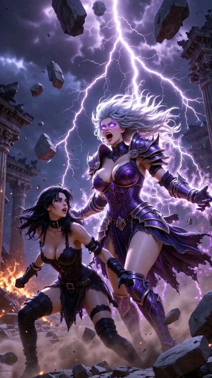 Silver Sorceress and Her Dark Leather Warrior