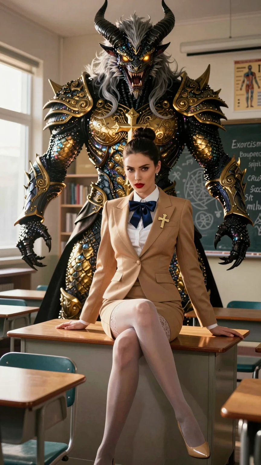 Crucifix Teacher and Golden Dragon Demon