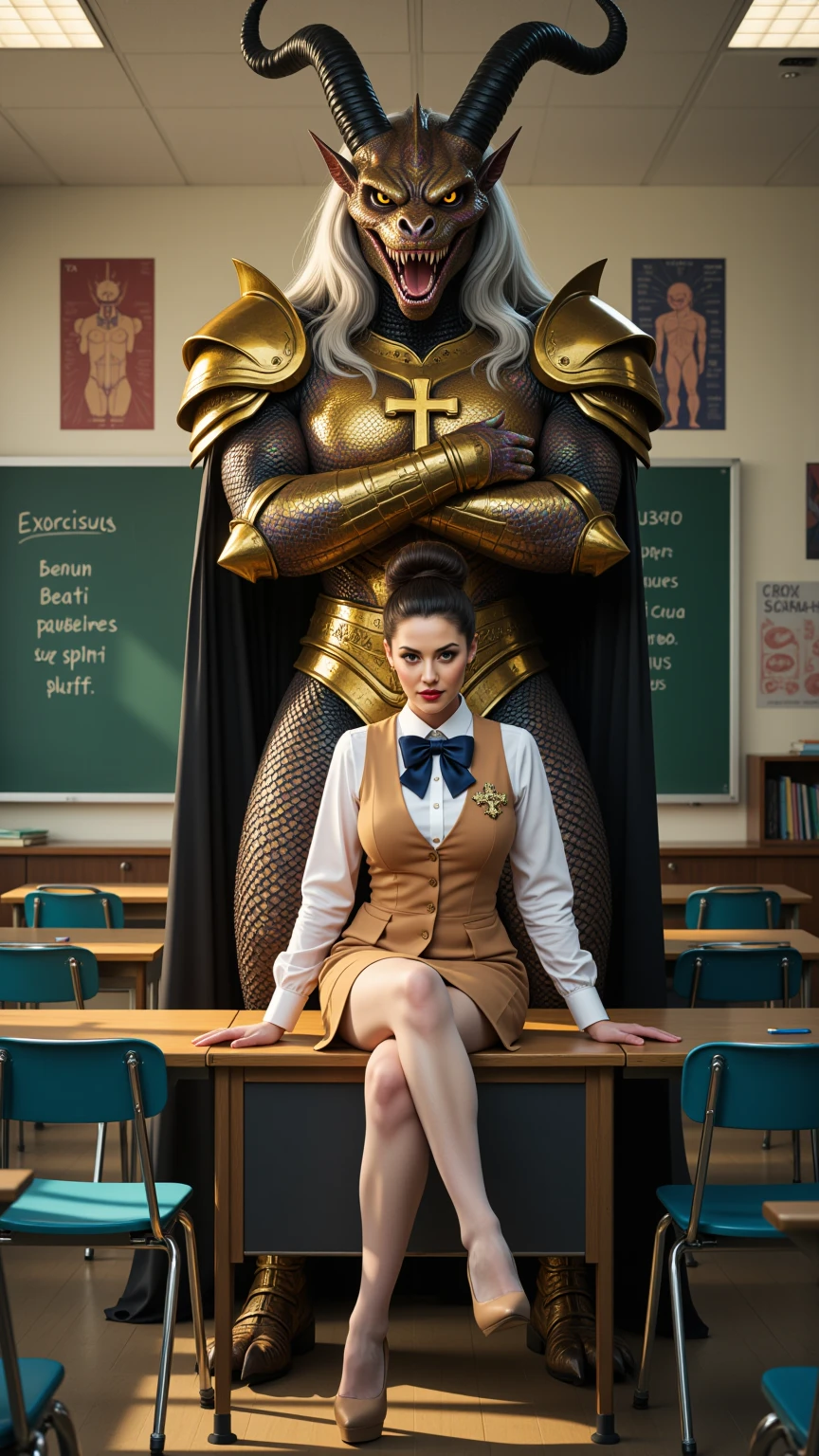 Crucifix Teacher and Golden Dragon Demon