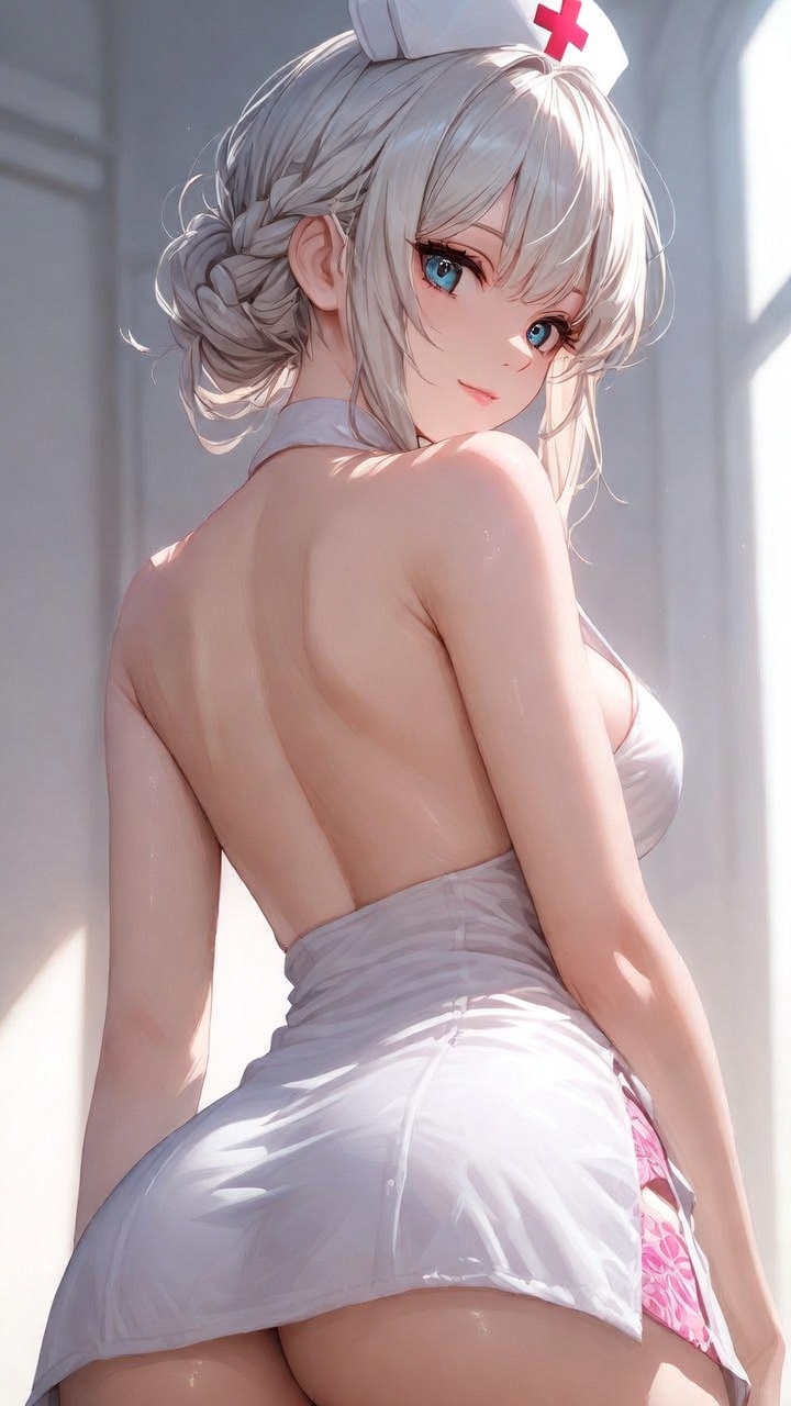 Elegant Anime Nurse with Soft Floral Details