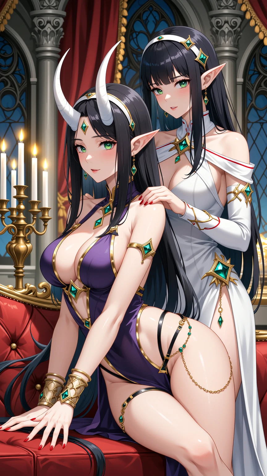 Twin Dark Elf Queens in Royal Seduction