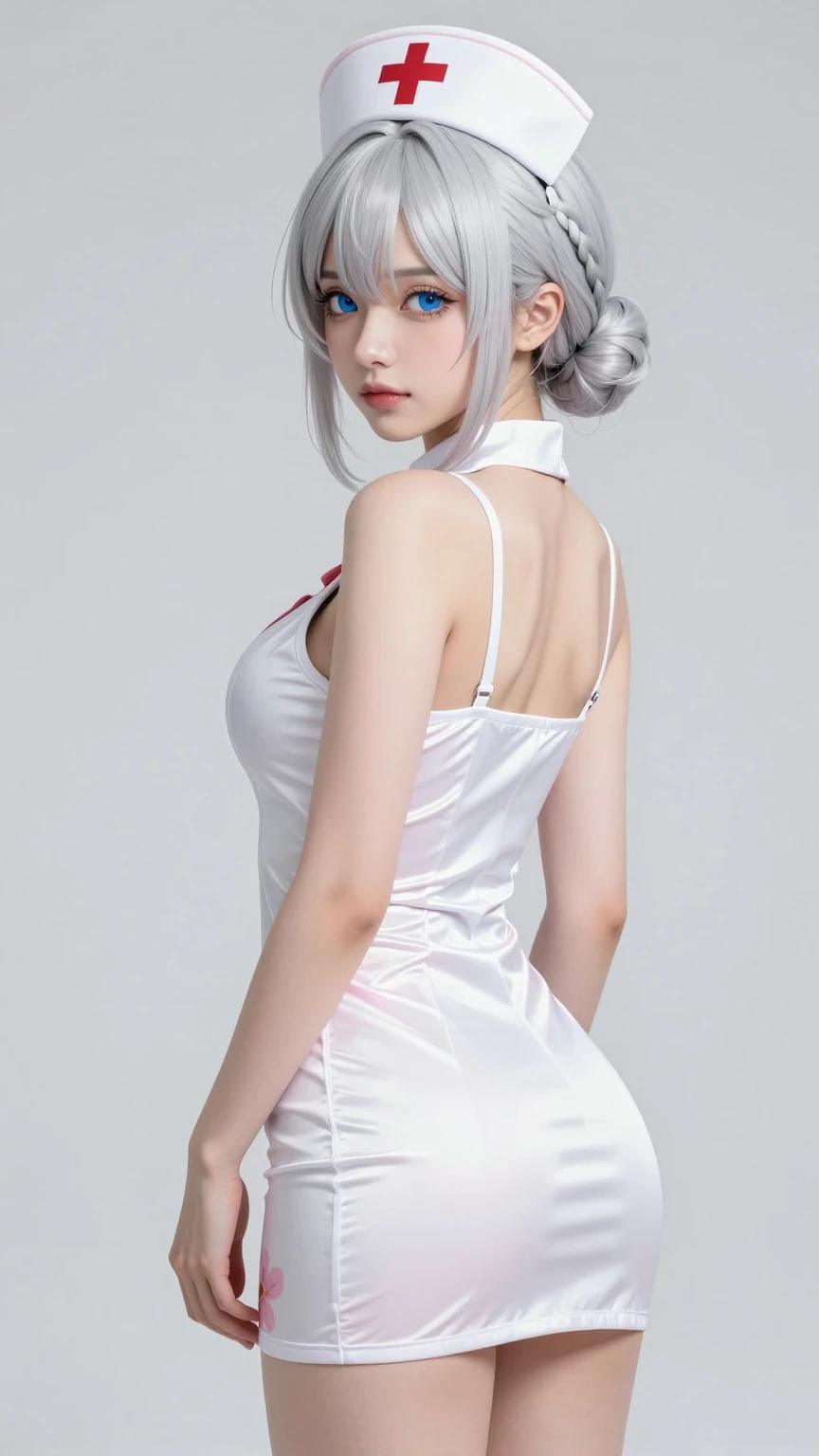 Elegant Anime Nurse with Soft Floral Details