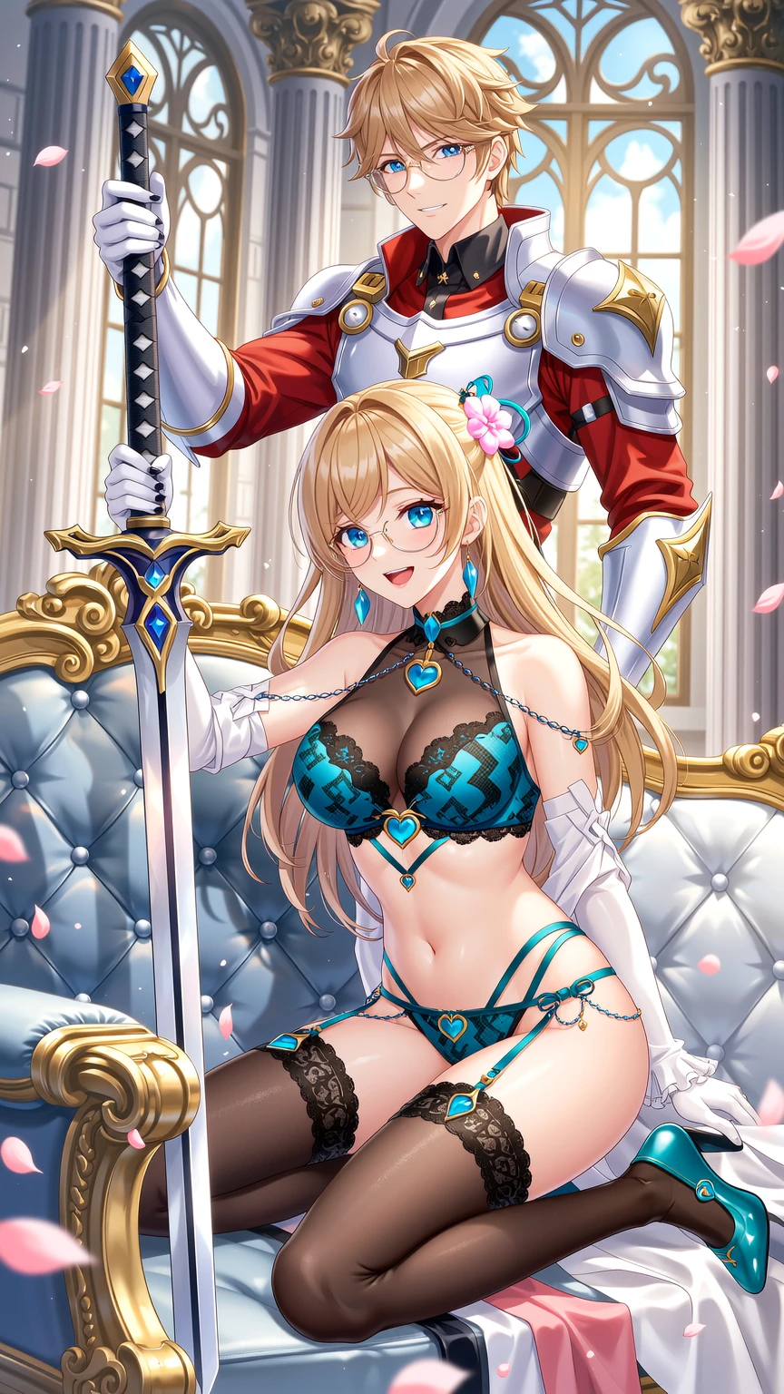 Blonde Lingerie Knight and Armored Warrior