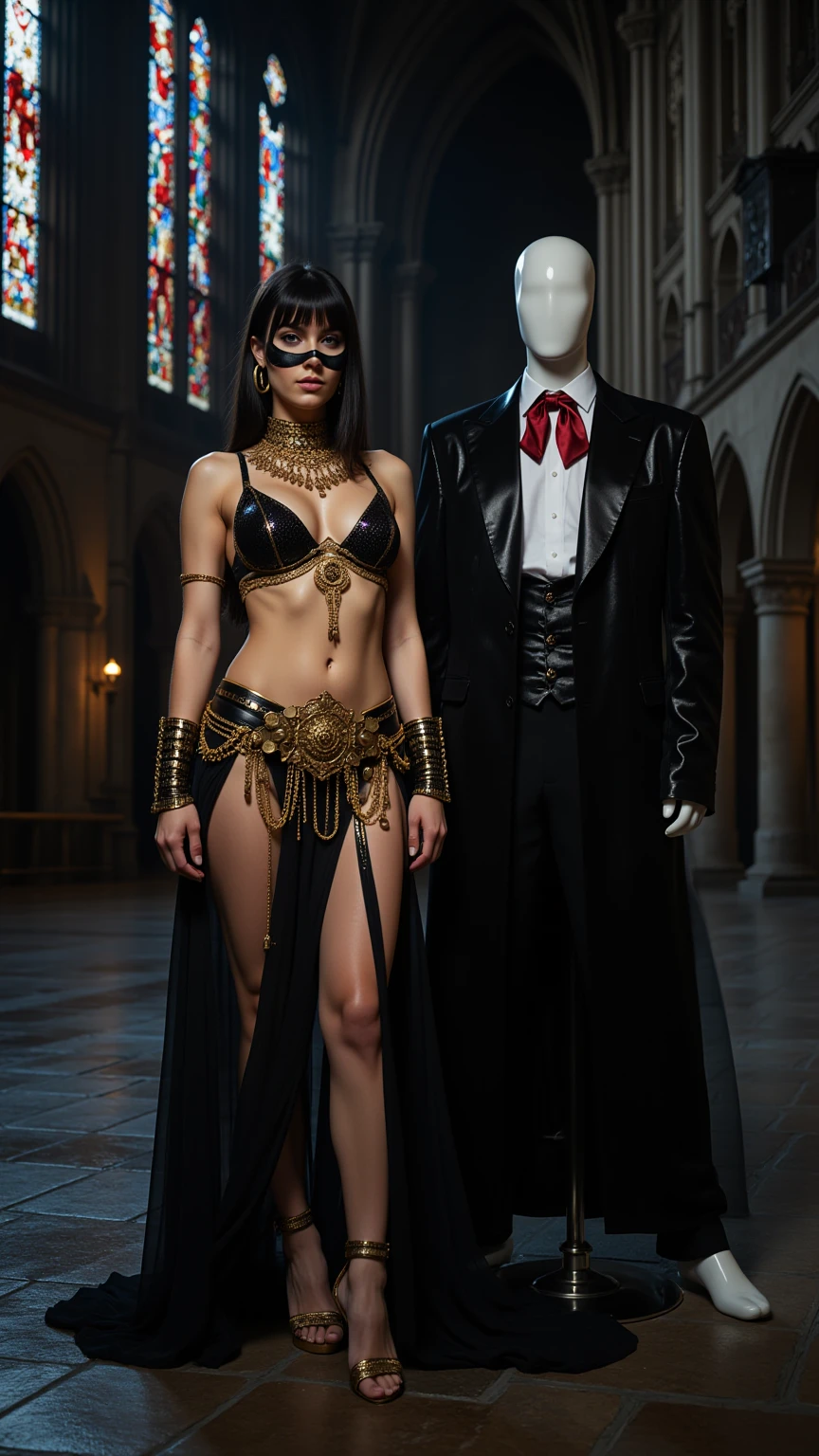 Veiled Temptress and the Faceless Tuxedo Sentinel