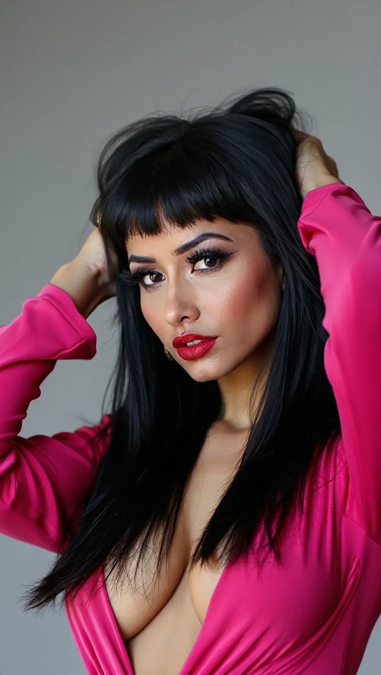 Pink Attitude: Confident Studio Fashion with Bold Silhouette